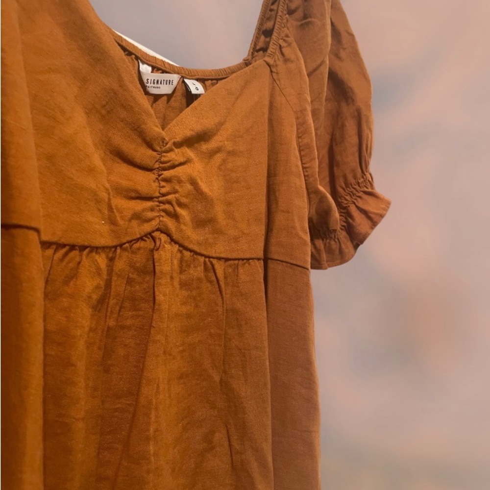 Copper linen summer dress
